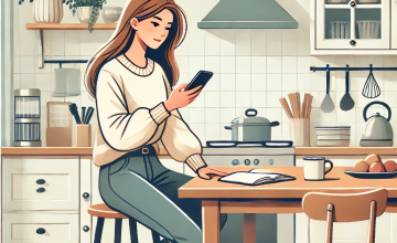 スマホをいじる主婦イメージ