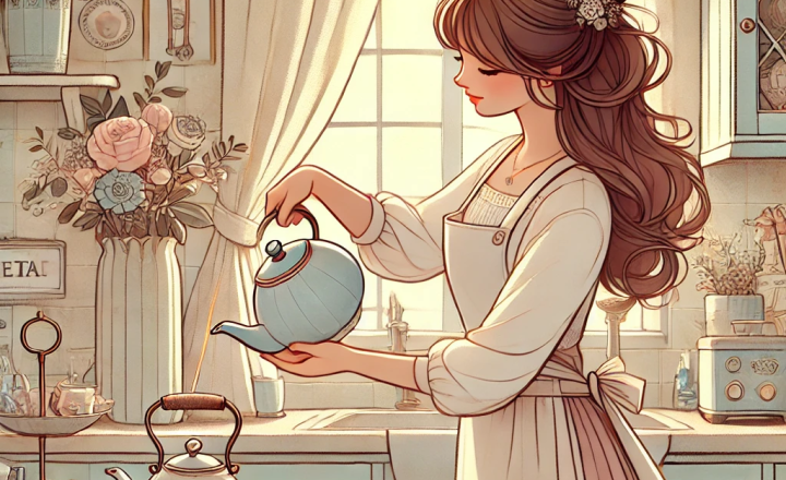 紅茶を淹れている女性イメージ