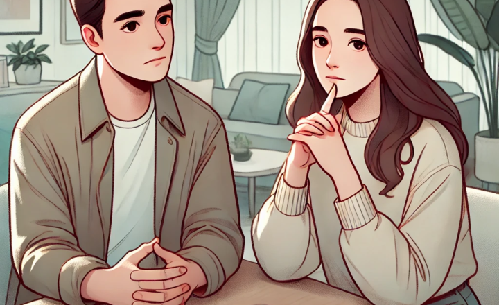 避妊を考える夫婦のイラスト