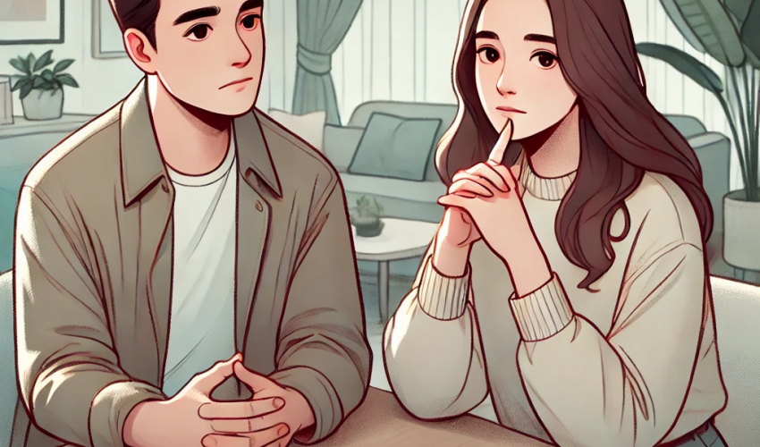 避妊を考える夫婦のイラスト