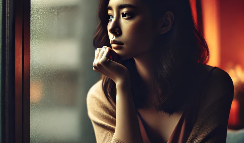 思い詰める女性のイラスト